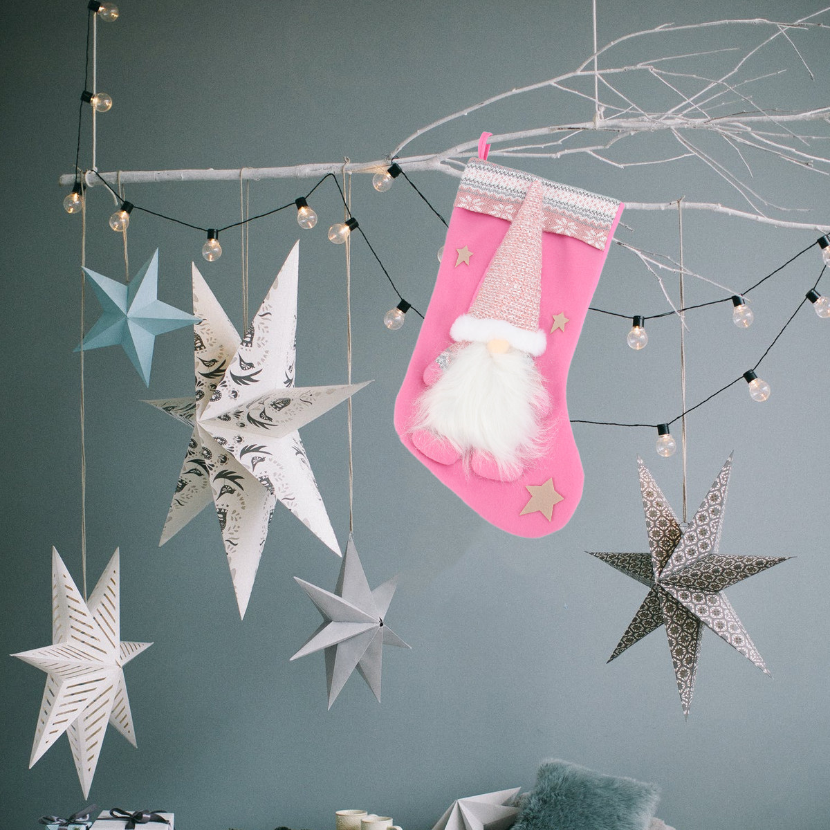 Christmas Stocking Hanging - 1 шт. Рождественский чехол-мешочек для подвешивания,