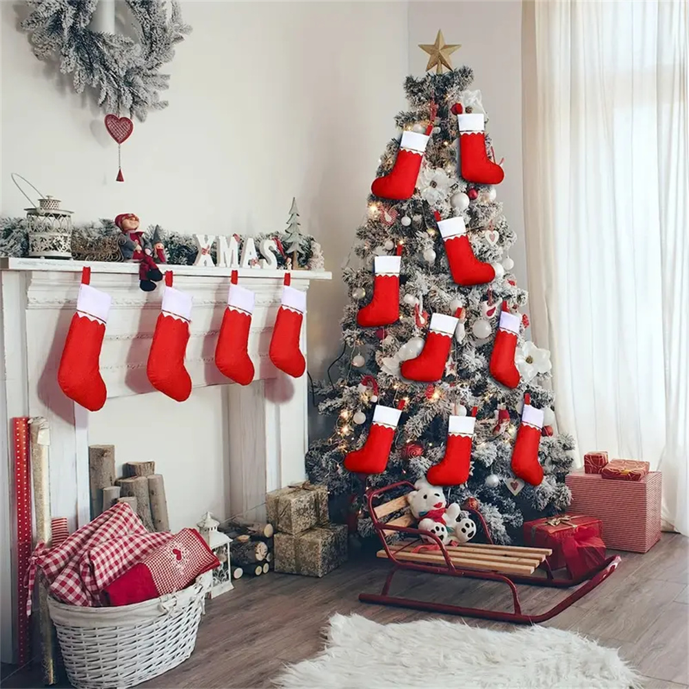12 шт., красные фетровые рожде – обзор и цена Christmas Stocking Hanging